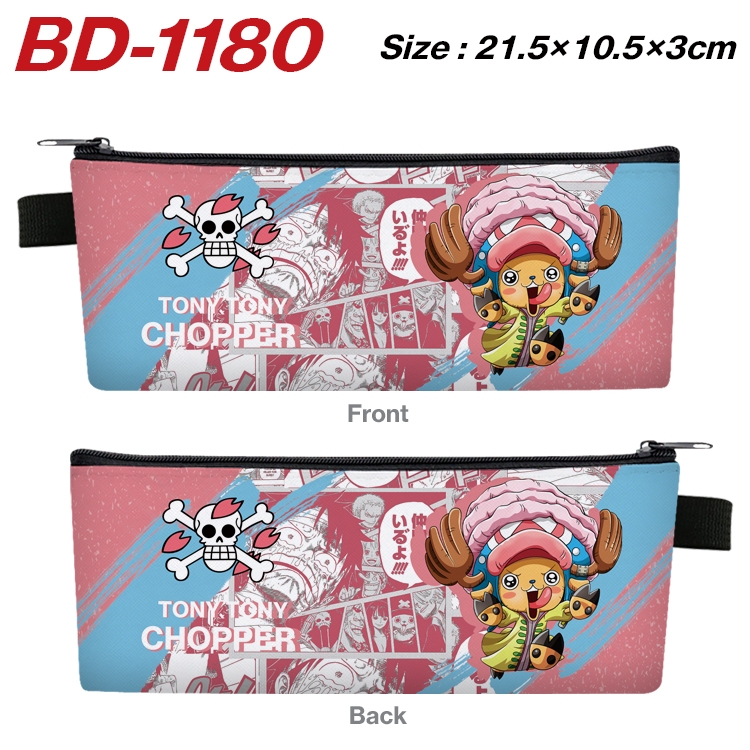 One Piece Anime Peripheral PU Leather Zipper Pencil Case Stationery Box 21.5X10.5X3CM BD-1180