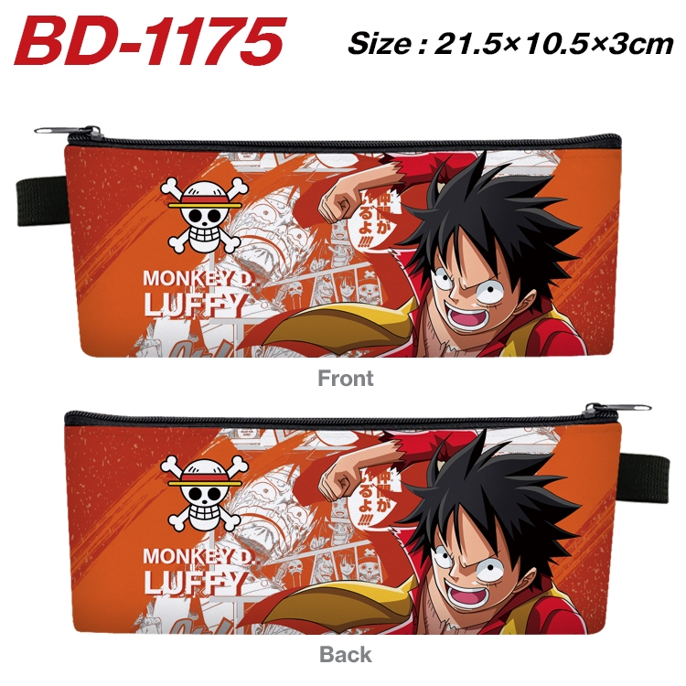 One Piece Anime Peripheral PU Leather Zipper Pencil Case Stationery Box 21.5X10.5X3CM BD-1175