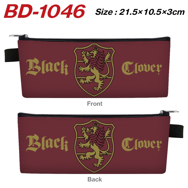 Black Clover Anime Peripheral PU Leather Zipper Pencil Case Stationery Box 21.5X10.5X3CM BD-1046