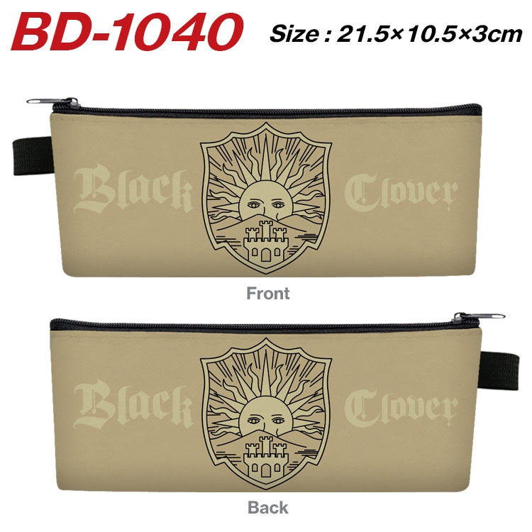 Black Clover Anime Peripheral PU Leather Zipper Pencil Case Stationery Box 21.5X10.5X3CM BD-1040