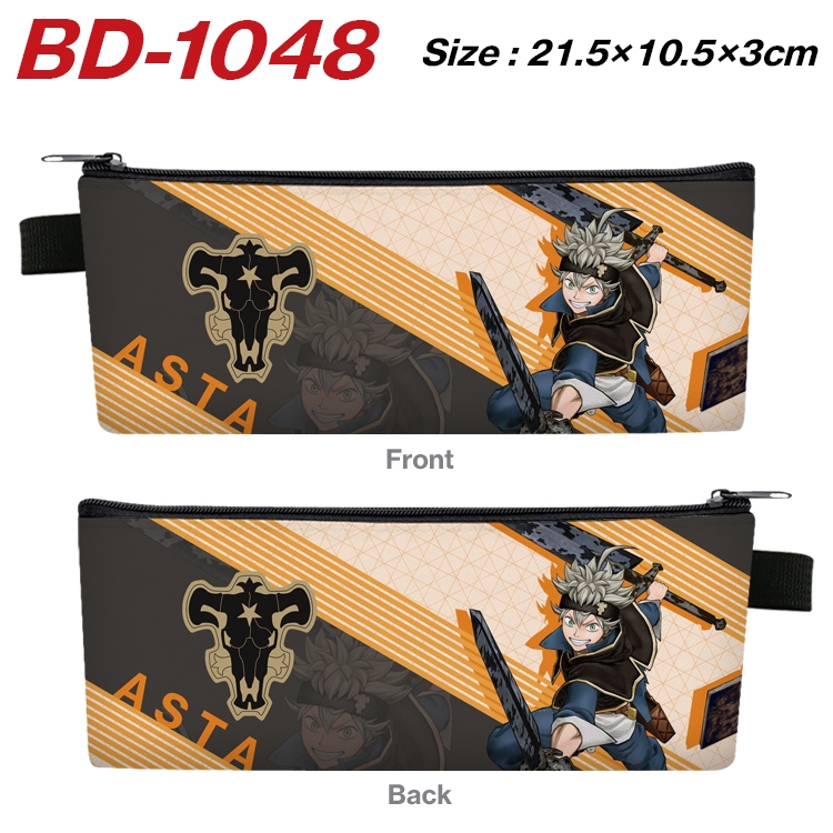 Black Clover Anime Peripheral PU Leather Zipper Pencil Case Stationery Box 21.5X10.5X3CM BD-1048