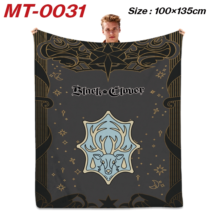 Black Clover Anime Flannel Blanket Air Conditioning Quilt Double Sided Printing 100x135cm MT-0031