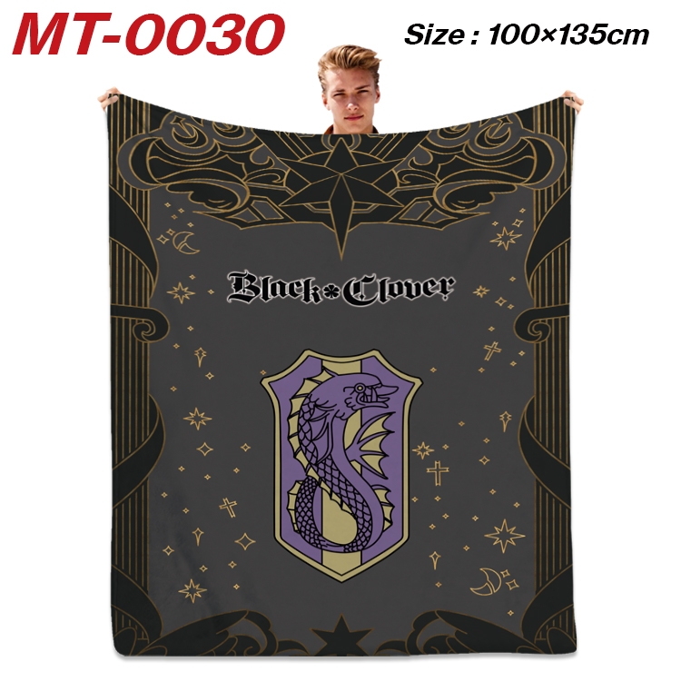 Black Clover Anime Flannel Blanket Air Conditioning Quilt Double Sided Printing 100x135cm MT-0030