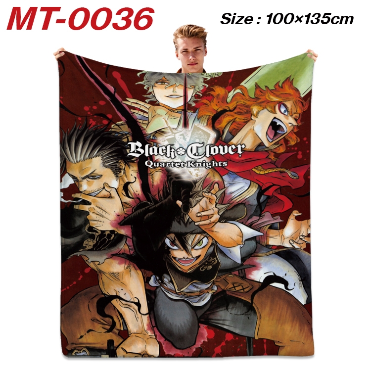 Black Clover Anime Flannel Blanket Air Conditioning Quilt Double Sided Printing 100x135cm MT-0036