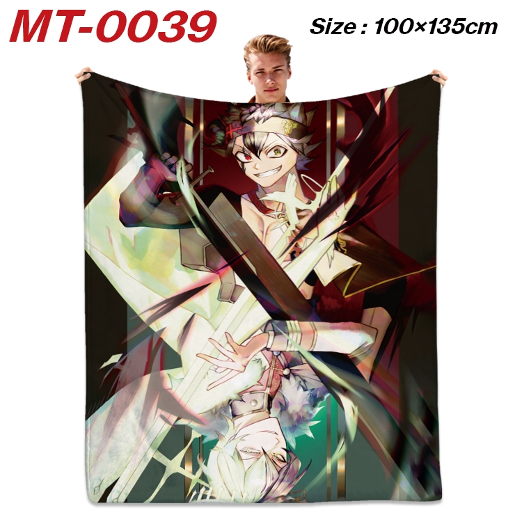 Black Clover Anime Flannel Blanket Air Conditioning Quilt Double Sided Printing 100x135cm MT-0039