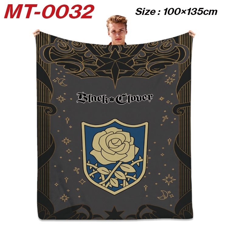 Black Clover Anime Flannel Blanket Air Conditioning Quilt Double Sided Printing 100x135cm MT-0032