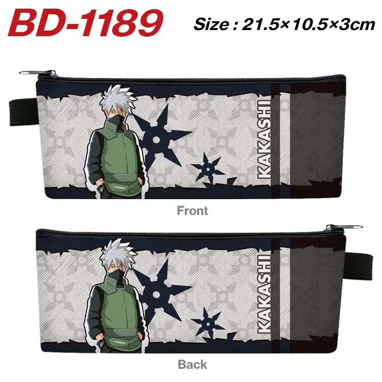 Naruto Anime Peripheral PU Leather Zipper Pencil Case Stationery Box 21.5X10.5X3CM BD-1189