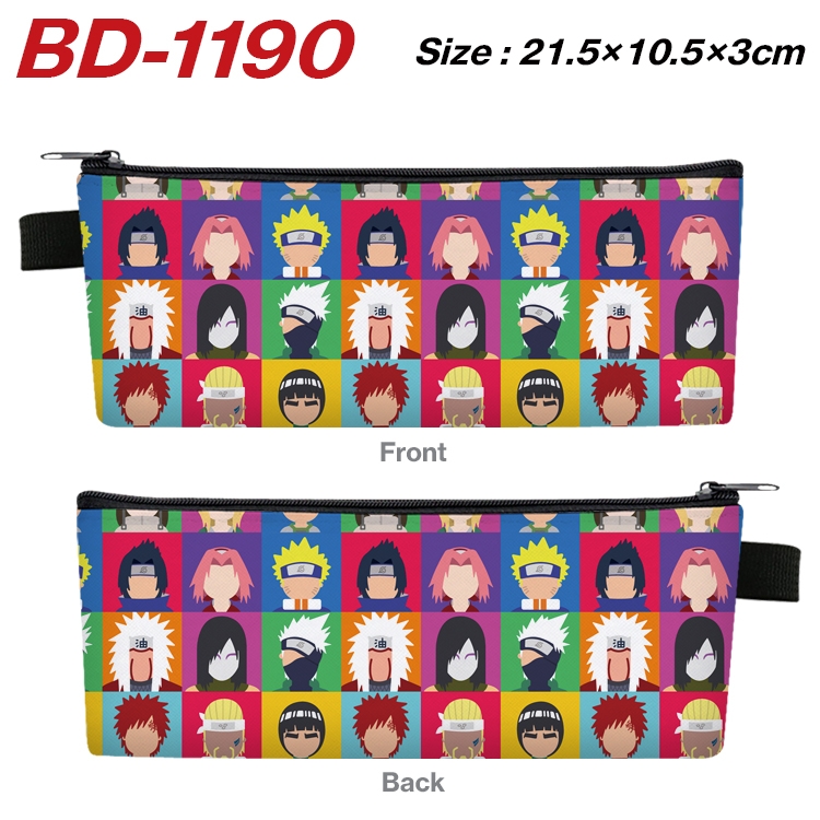 Naruto Anime Peripheral PU Leather Zipper Pencil Case Stationery Box 21.5X10.5X3CM BD-1190