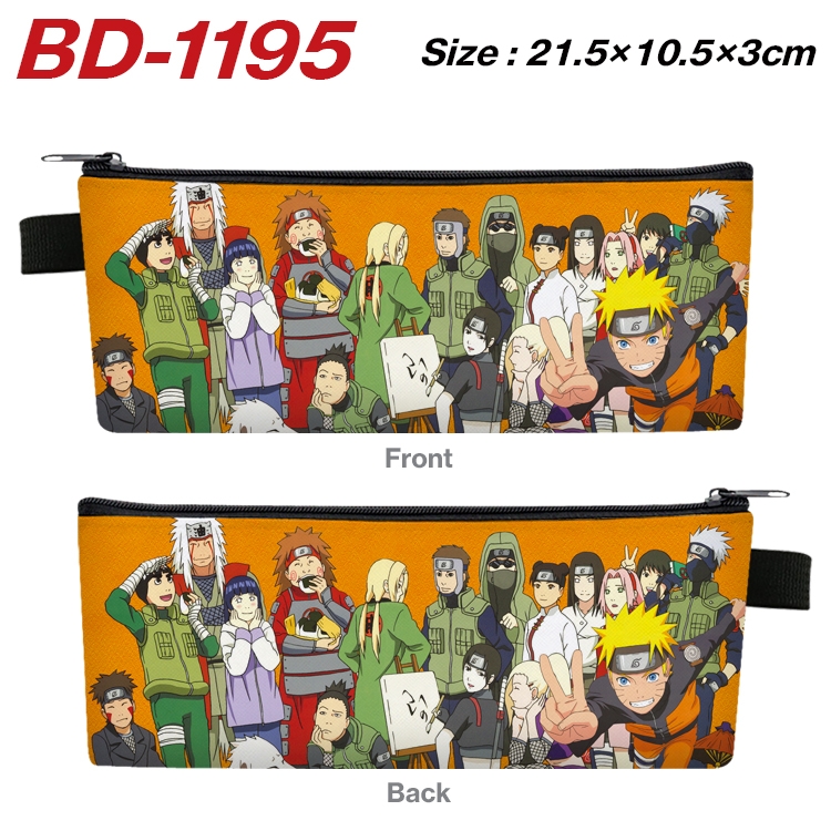 Naruto Anime Peripheral PU Leather Zipper Pencil Case Stationery Box 21.5X10.5X3CM BD-1195