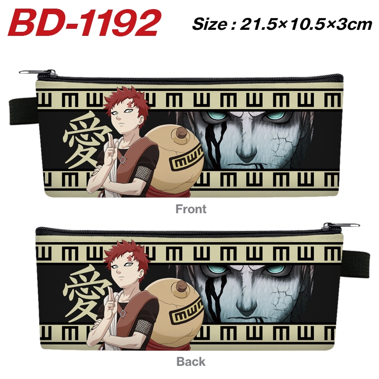 Naruto Anime Peripheral PU Leather Zipper Pencil Case Stationery Box 21.5X10.5X3CM BD-1192