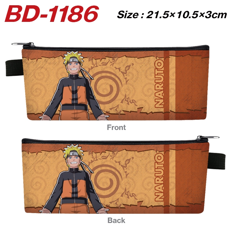 Naruto Anime Peripheral PU Leather Zipper Pencil Case Stationery Box 21.5X10.5X3CM BD-1186