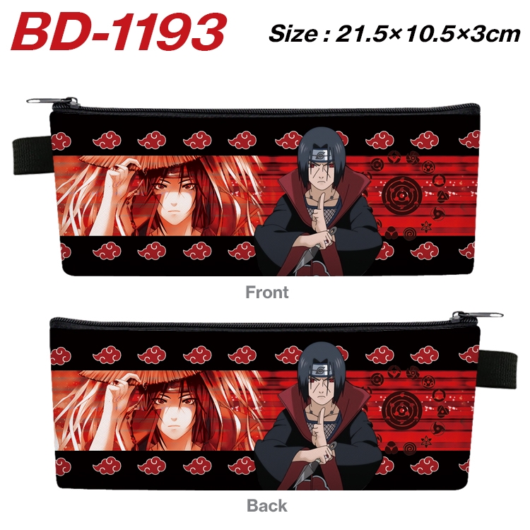 Naruto Anime Peripheral PU Leather Zipper Pencil Case Stationery Box 21.5X10.5X3CM BD-1193