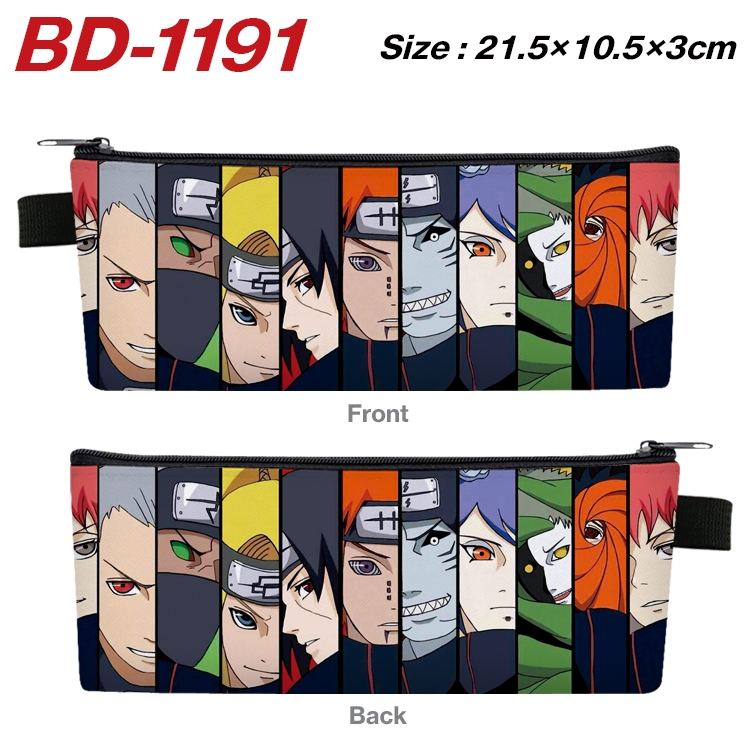 Naruto Anime Peripheral PU Leather Zipper Pencil Case Stationery Box 21.5X10.5X3CM BD-1191