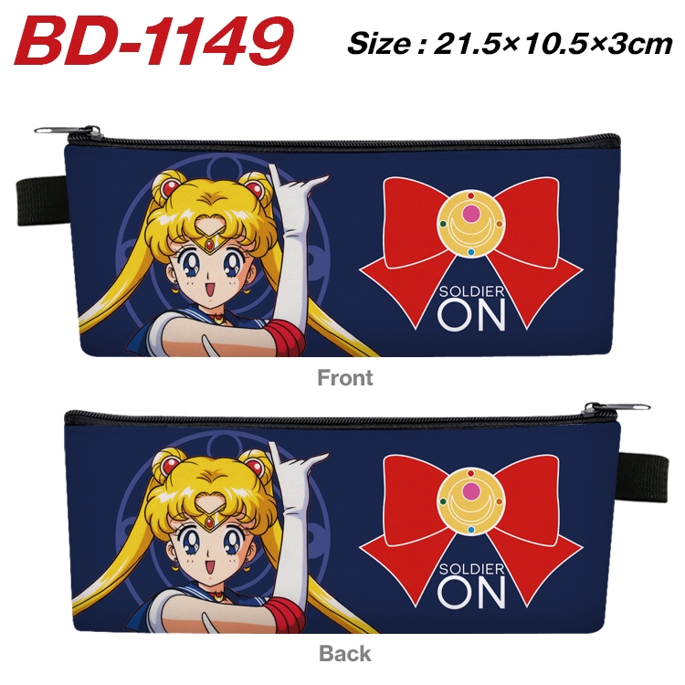 sailormoon Anime Peripheral PU Leather Zipper Pencil Case Stationery Box 21.5X10.5X3CM BD-1149