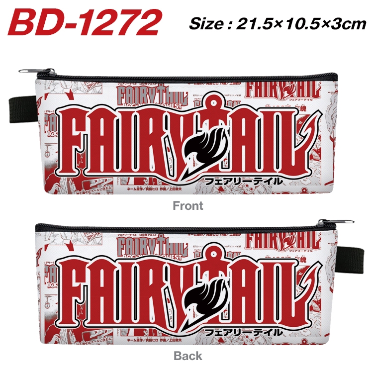 Fairy tail Anime Peripheral PU Leather Zipper Pencil Case Stationery Box 21.5X10.5X3CM BD-1272