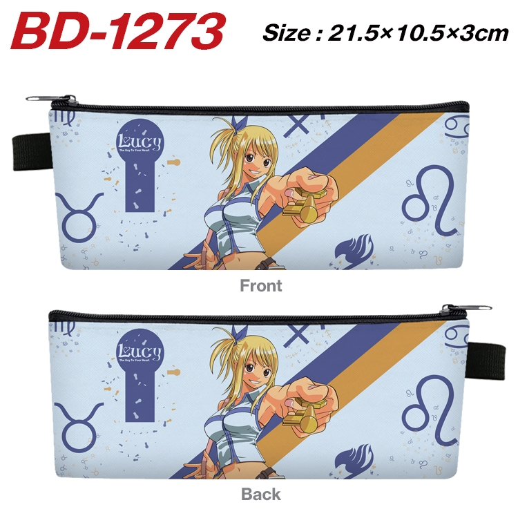 Fairy tail Anime Peripheral PU Leather Zipper Pencil Case Stationery Box 21.5X10.5X3CM BD-1273