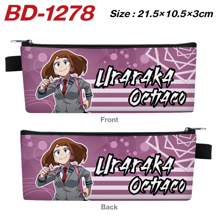 My Hero Academia Anime Peripheral PU Leather Zipper Pencil Case Stationery Box 21.5X10.5X3CM BD-1278