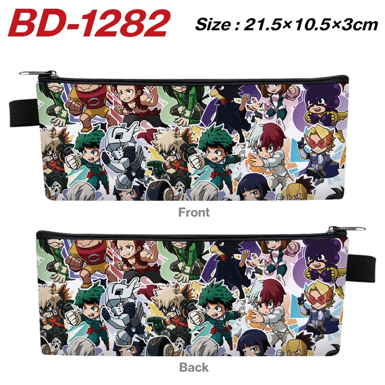 My Hero Academia Anime Peripheral PU Leather Zipper Pencil Case Stationery Box 21.5X10.5X3CM BD-1282