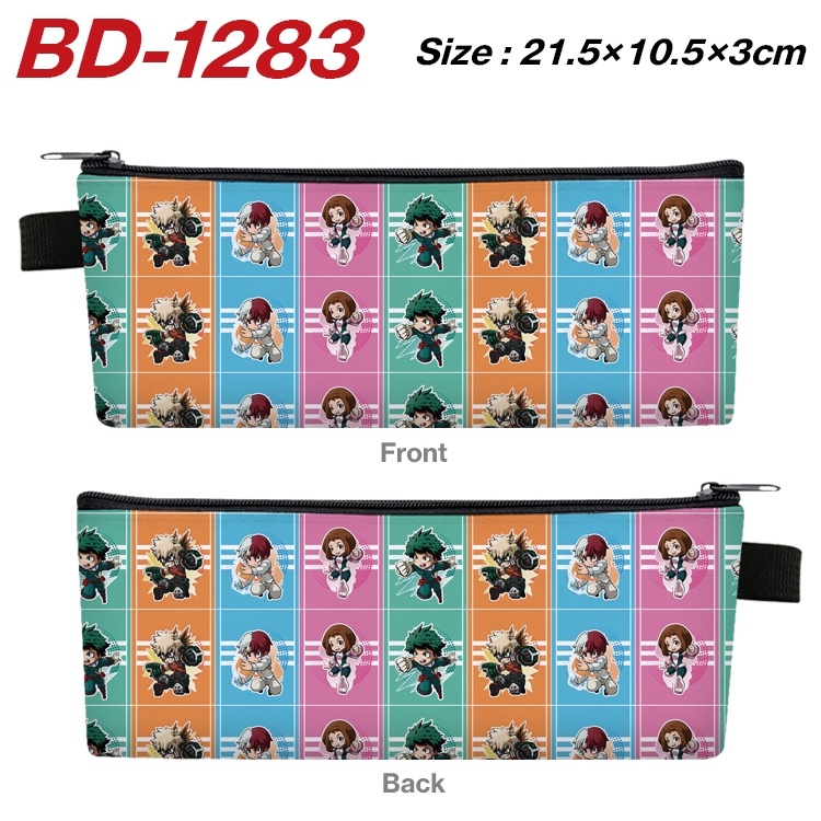 My Hero Academia Anime Peripheral PU Leather Zipper Pencil Case Stationery Box 21.5X10.5X3CM BD-1283