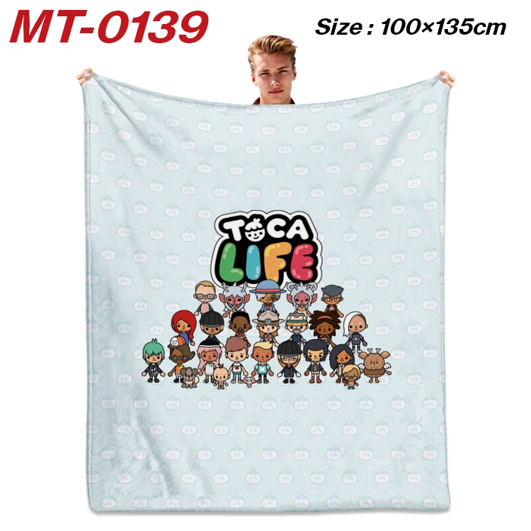 toca life world  Anime Flannel Blanket Air Conditioning Quilt Double Sided Printing 100x135cm MT-0139