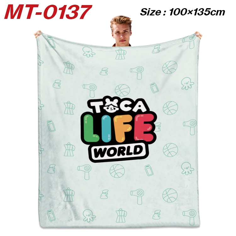 toca life world  Anime Flannel Blanket Air Conditioning Quilt Double Sided Printing 100x135cm MT-0137