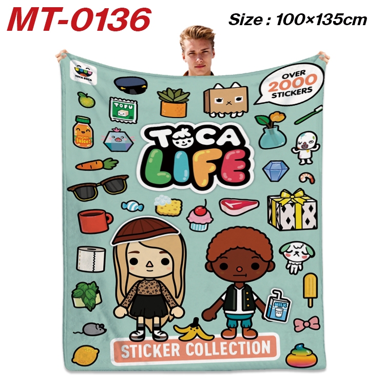 toca life world  Anime Flannel Blanket Air Conditioning Quilt Double Sided Printing 100x135cm MT-0136