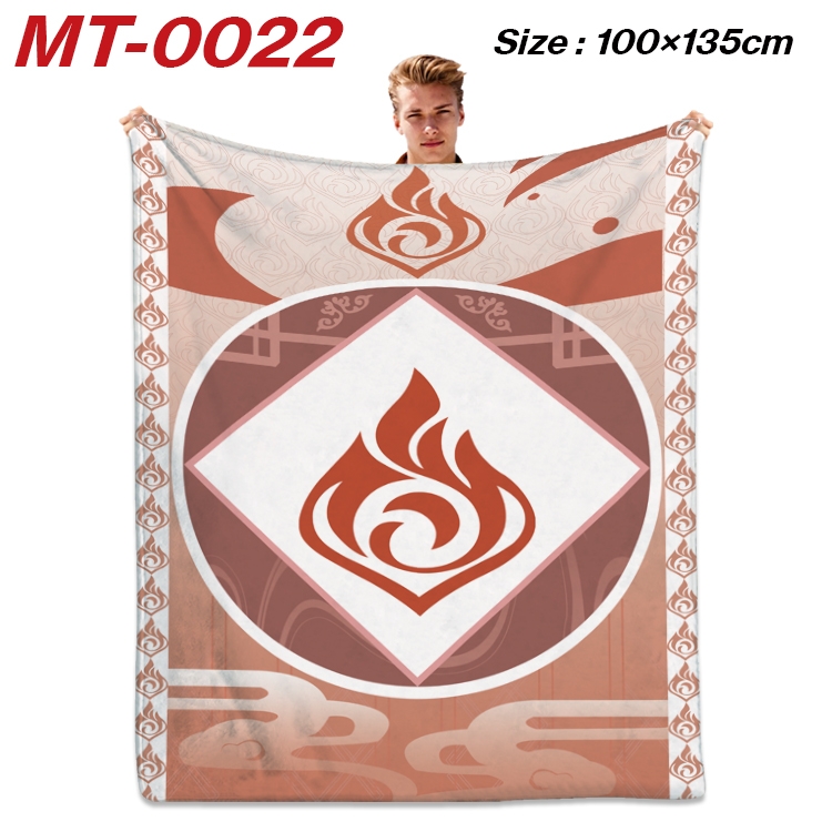 Genshin Impact Anime Flannel Blanket Air Conditioning Quilt Double Sided Printing 100x135cm MT-0022