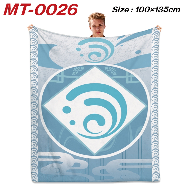Genshin Impact Anime Flannel Blanket Air Conditioning Quilt Double Sided Printing 100x135cm   MT-0026