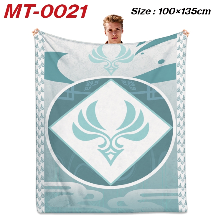 Genshin Impact Anime Flannel Blanket Air Conditioning Quilt Double Sided Printing 100x135cm MT-0021