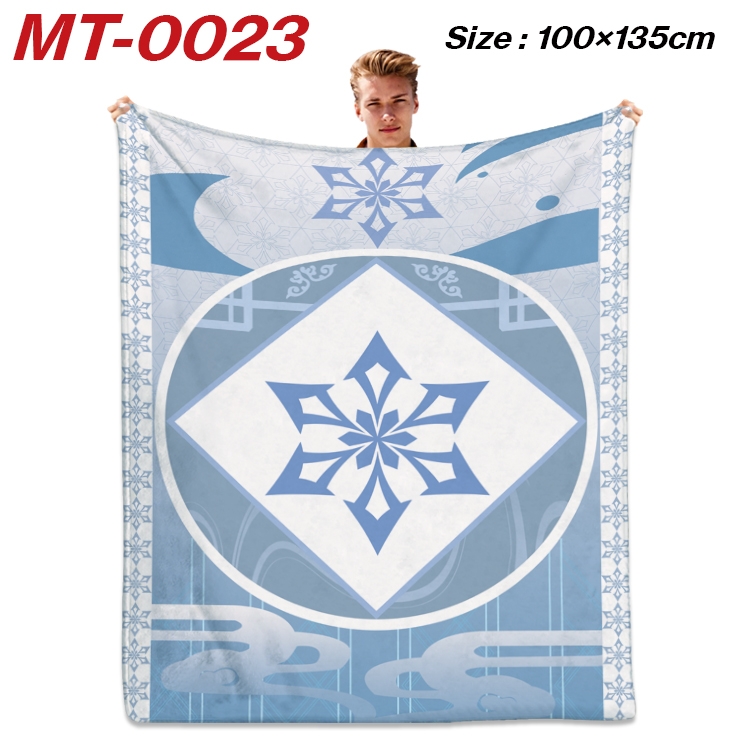 Genshin Impact Anime Flannel Blanket Air Conditioning Quilt Double Sided Printing 100x135cm MT-0023