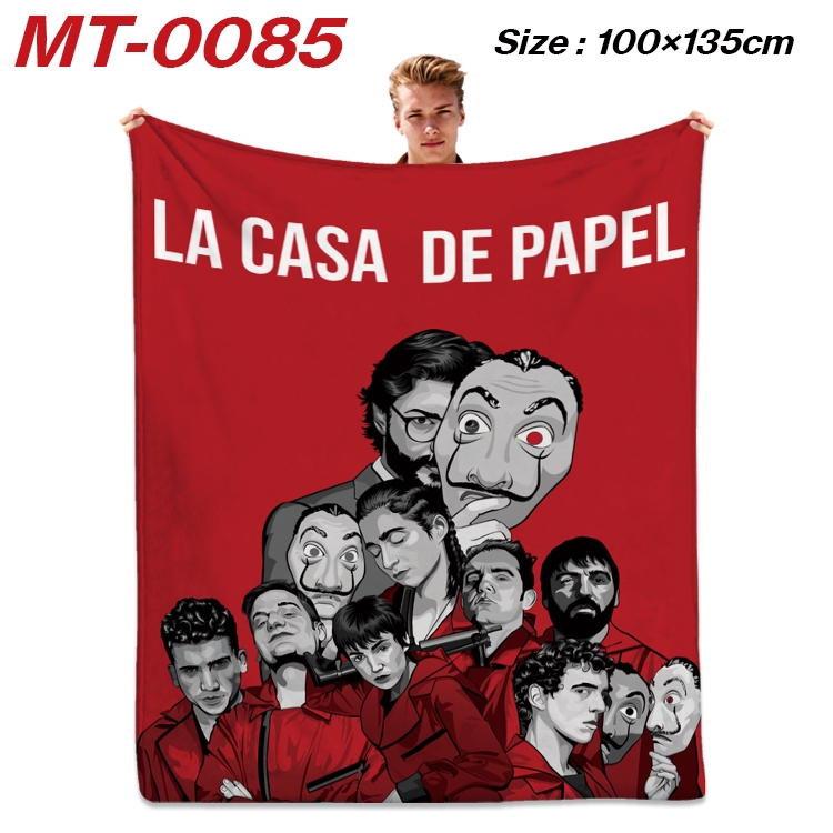 Money Heist  Anime Flannel Blanket Air Conditioning Quilt Double Sided Printing 100x135cm MT-0085