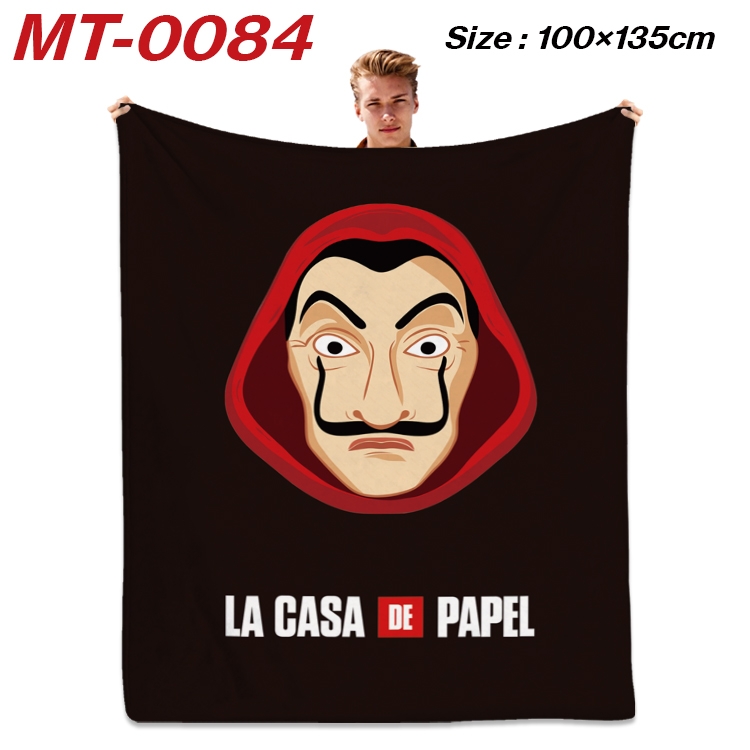 Money Heist  Anime Flannel Blanket Air Conditioning Quilt Double Sided Printing 100x135cm MT-0084