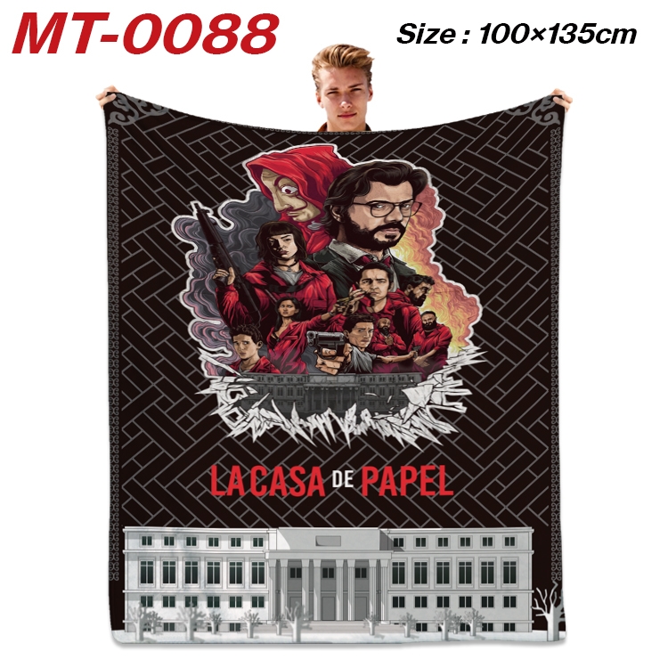 Money Heist  Anime Flannel Blanket Air Conditioning Quilt Double Sided Printing 100x135cm MT-0088