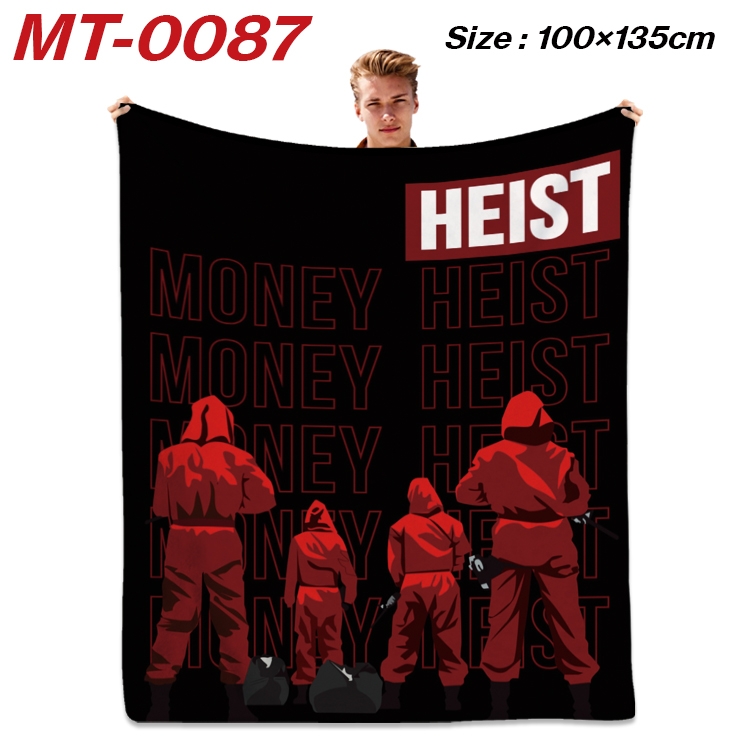 Money Heist  Anime Flannel Blanket Air Conditioning Quilt Double Sided Printing 100x135cm MT-0087