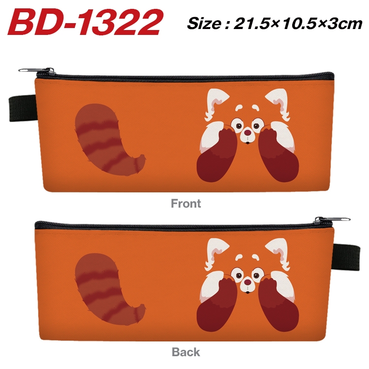 Turning Red Anime Peripheral PU Leather Zipper Pencil Case Stationery Box 21.5X10.5X3CM BD-1322