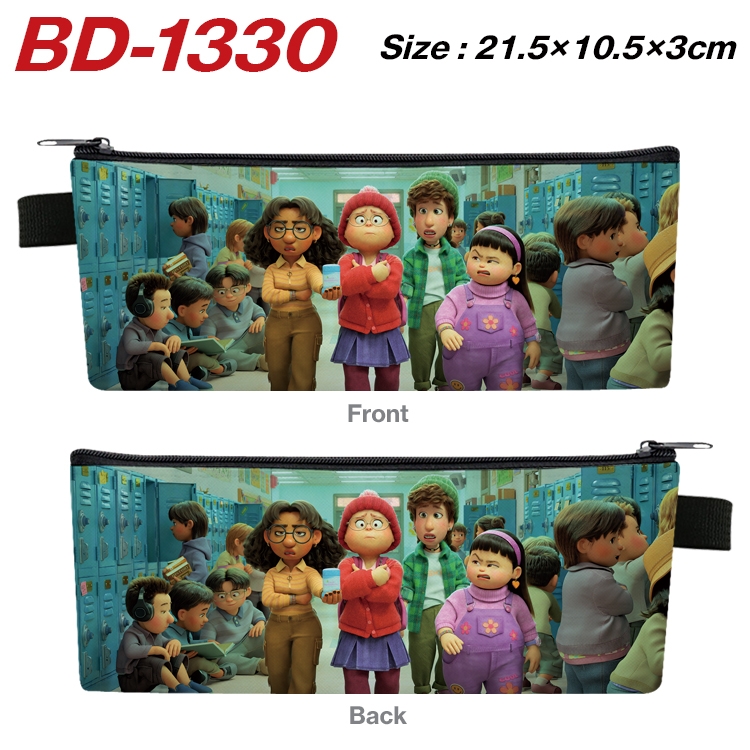 Turning Red Anime Peripheral PU Leather Zipper Pencil Case Stationery Box 21.5X10.5X3CM BD-1330