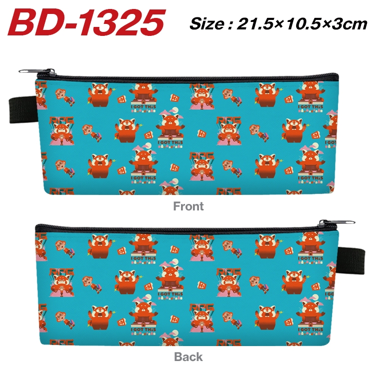 Turning Red Anime Peripheral PU Leather Zipper Pencil Case Stationery Box 21.5X10.5X3CM BD-1325