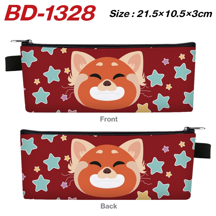 Turning Red Anime Peripheral PU Leather Zipper Pencil Case Stationery Box 21.5X10.5X3CM BD-1328