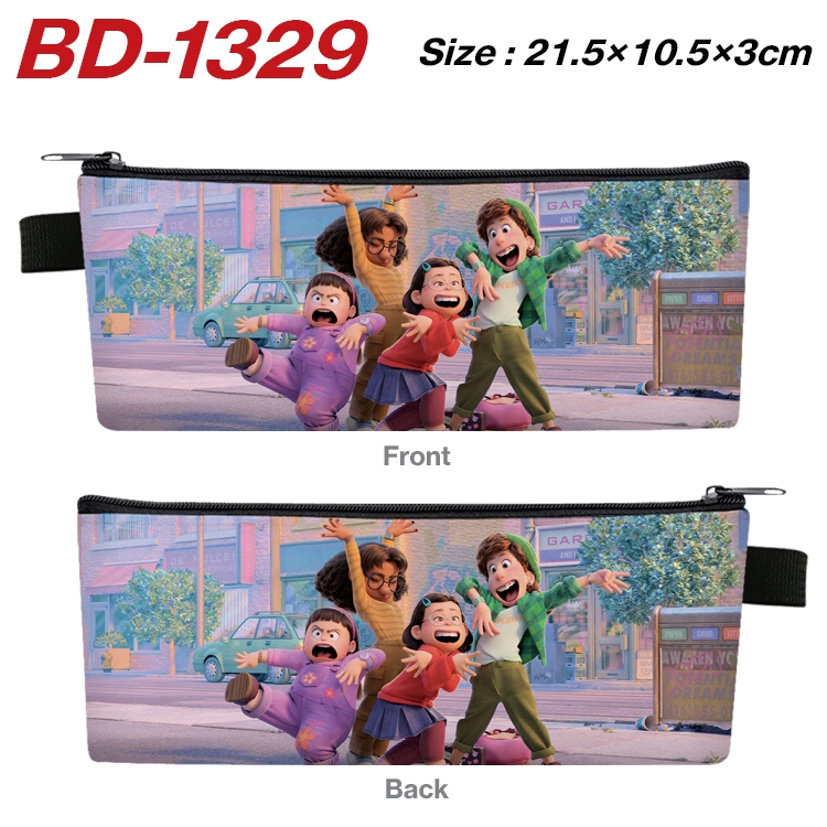 Turning Red Anime Peripheral PU Leather Zipper Pencil Case Stationery Box 21.5X10.5X3CM BD-1329