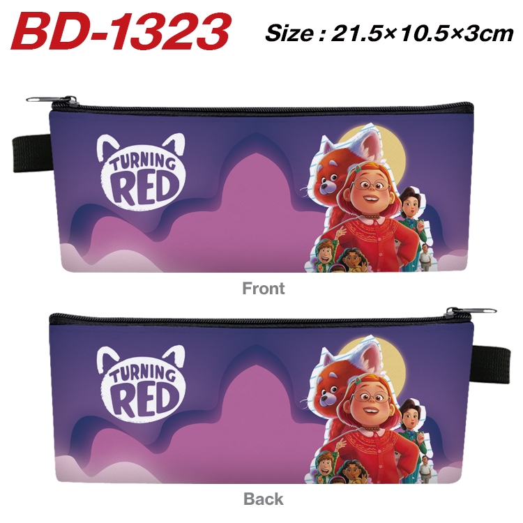 Turning Red Anime Peripheral PU Leather Zipper Pencil Case Stationery Box 21.5X10.5X3CM BD-1323