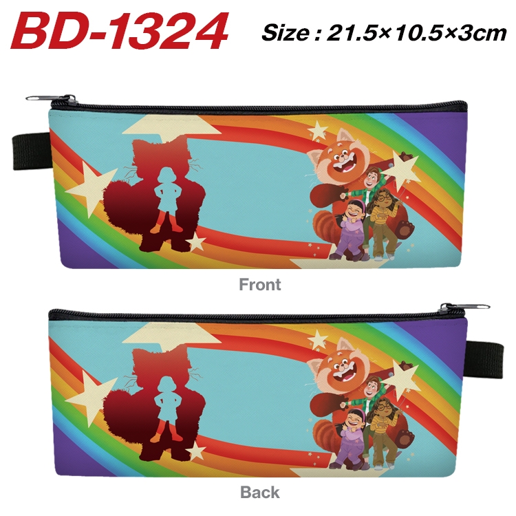Turning Red Anime Peripheral PU Leather Zipper Pencil Case Stationery Box 21.5X10.5X3CM BD-1324