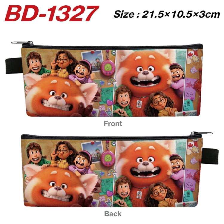 Turning Red Anime Peripheral PU Leather Zipper Pencil Case Stationery Box 21.5X10.5X3CM BD-1327