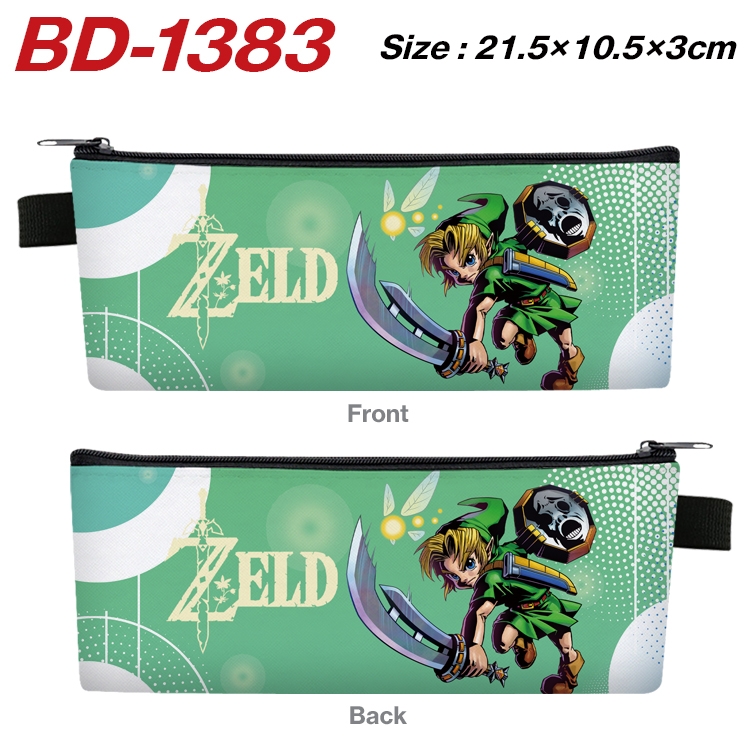 The Legend of Zelda Anime Peripheral PU Leather Zipper Pencil Case Stationery Box 21.5X10.5X3CM BD-1383