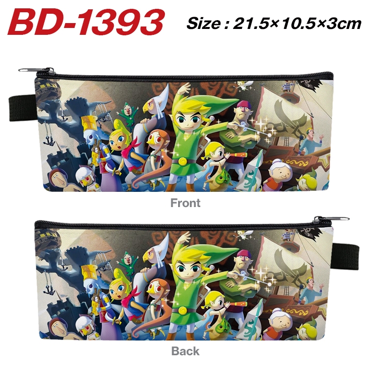 The Legend of Zelda Anime Peripheral PU Leather Zipper Pencil Case Stationery Box 21.5X10.5X3CM BD-1393