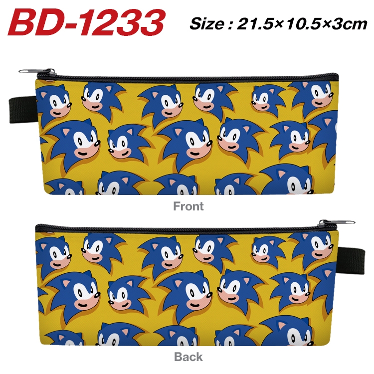 Sonic the Hedgehog Anime Peripheral PU Leather Zipper Pencil Case Stationery Box 21.5X10.5X3CM BD-1233