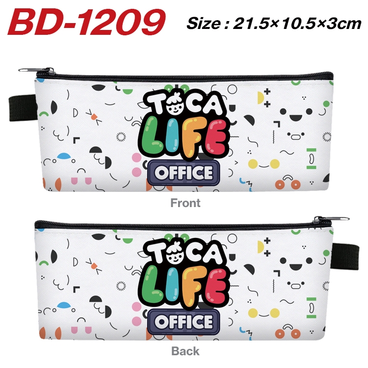 toca life world Anime Peripheral PU Leather Zipper Pencil Case Stationery Box 21.5X10.5X3CM BD-1209