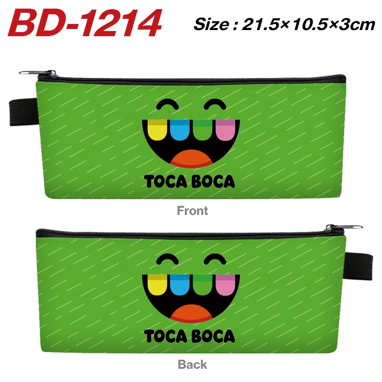 toca life world Anime Peripheral PU Leather Zipper Pencil Case Stationery Box 21.5X10.5X3CM BD-1214