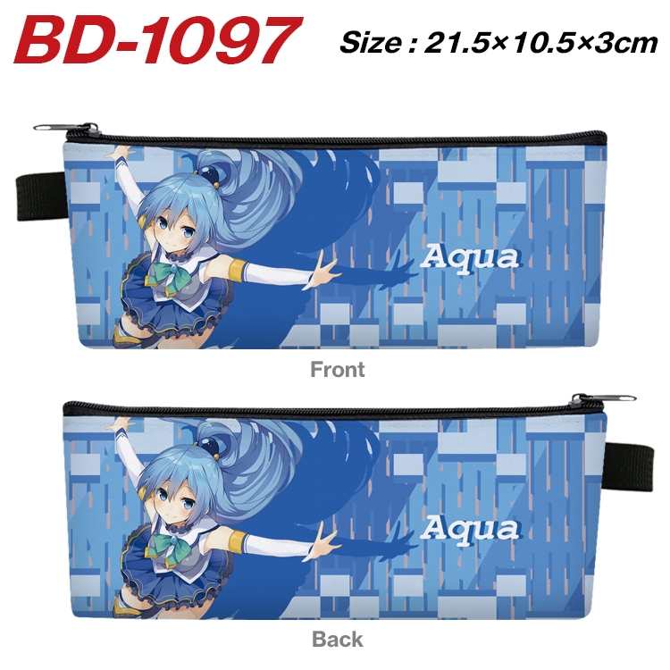 Blessings for a better world Anime Peripheral PU Leather Zipper Pencil Case Stationery Box 21.5X10.5X3CM BD-1097