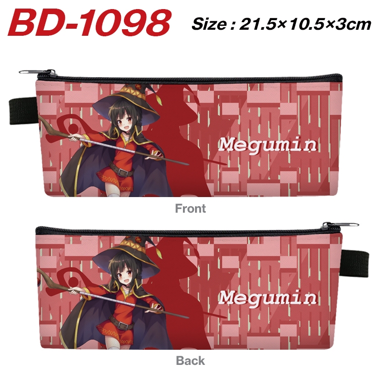 Blessings for a better world Anime Peripheral PU Leather Zipper Pencil Case Stationery Box 21.5X10.5X3CM BD-1098