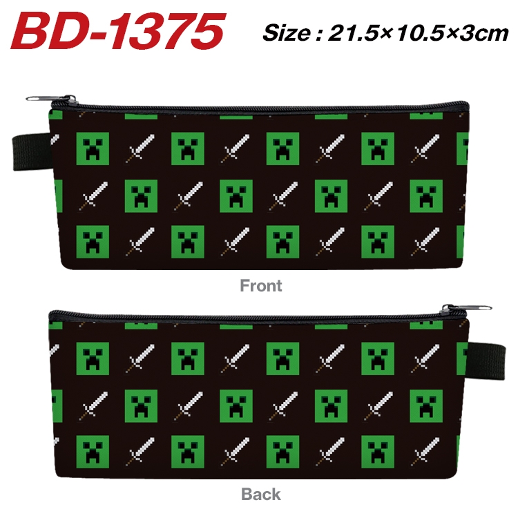 Minecraft Anime Peripheral PU Leather Zipper Pencil Case Stationery Box 21.5X10.5X3CM BD-1375